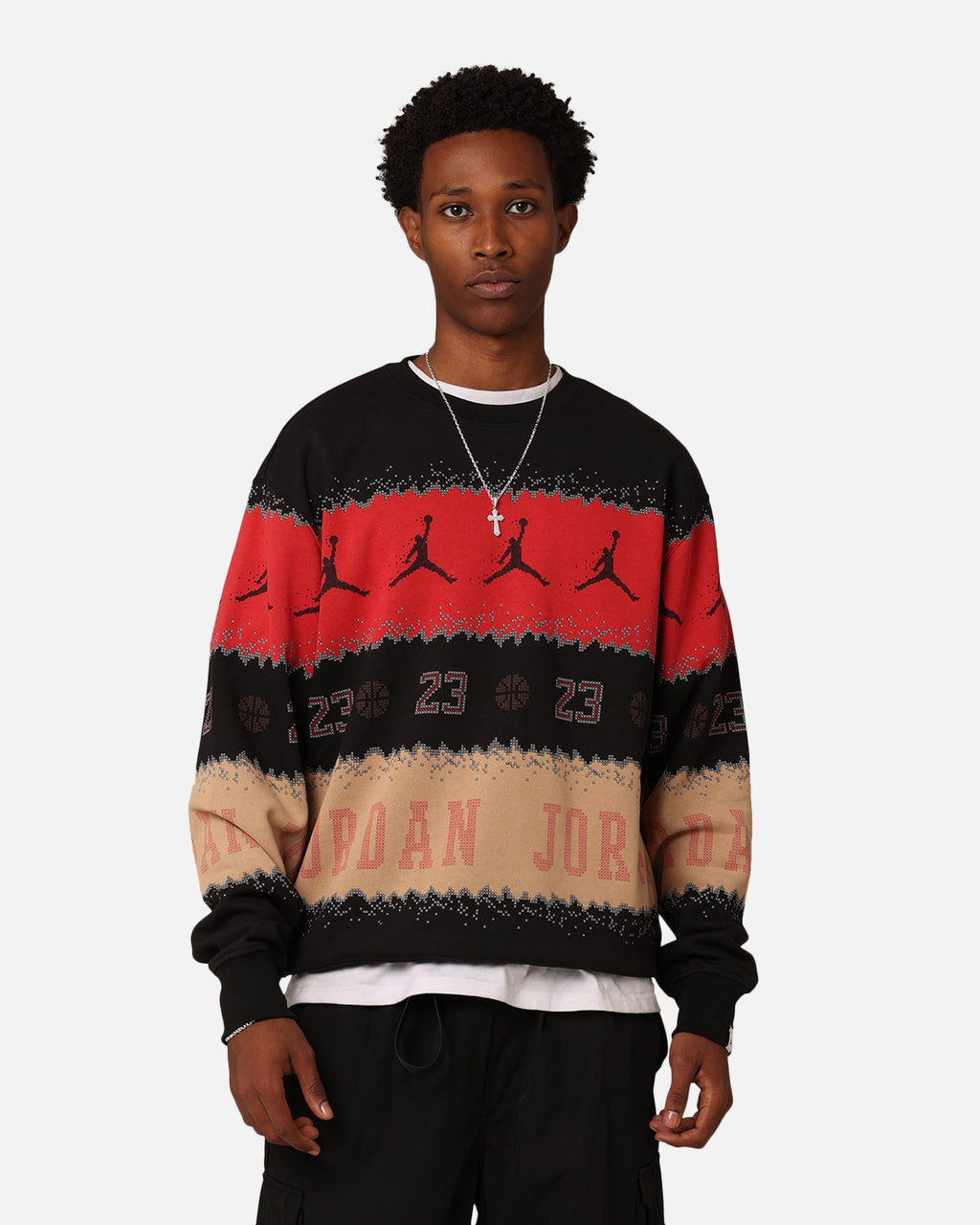HOT Products Jordan Essentials Holiday Fleece Crewneck Gym Red/Black
