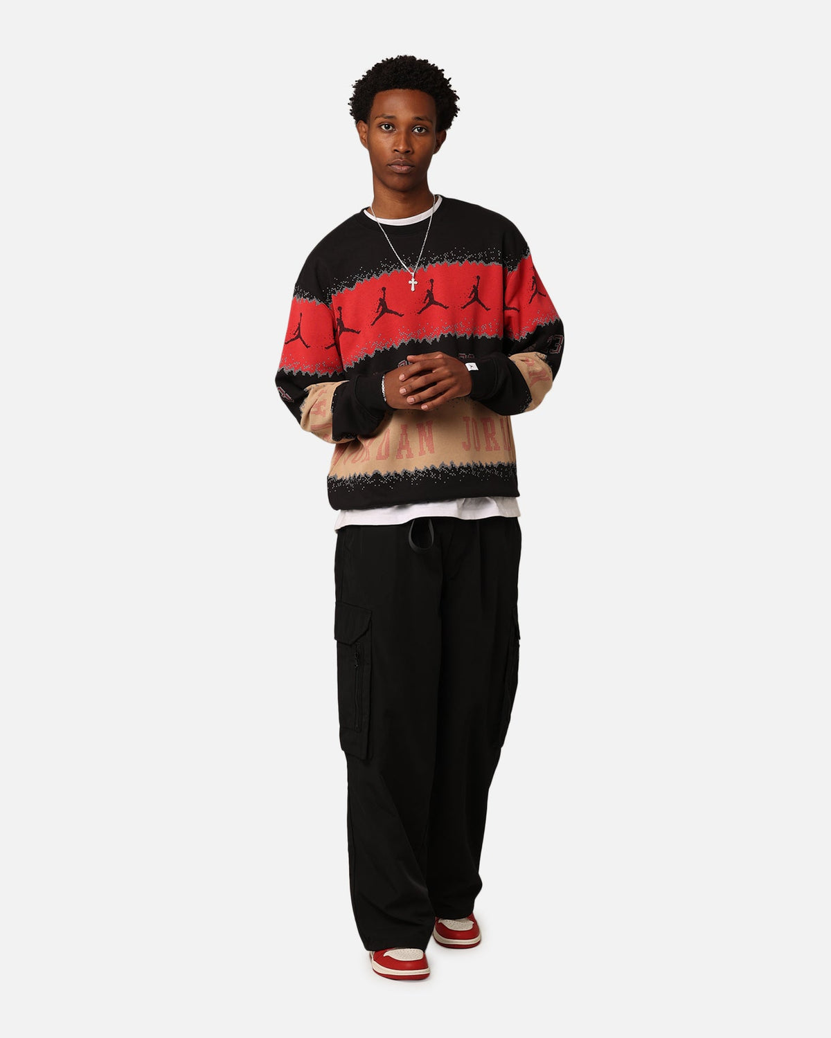 HOT Products Jordan Essentials Holiday Fleece Crewneck Gym Red/Black