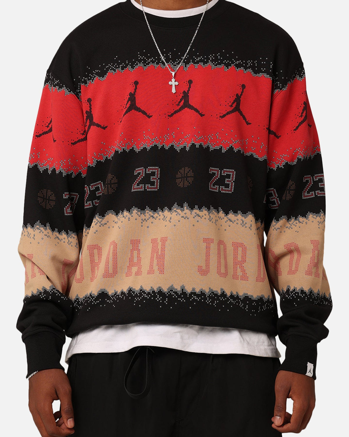 HOT Products Jordan Essentials Holiday Fleece Crewneck Gym Red/Black