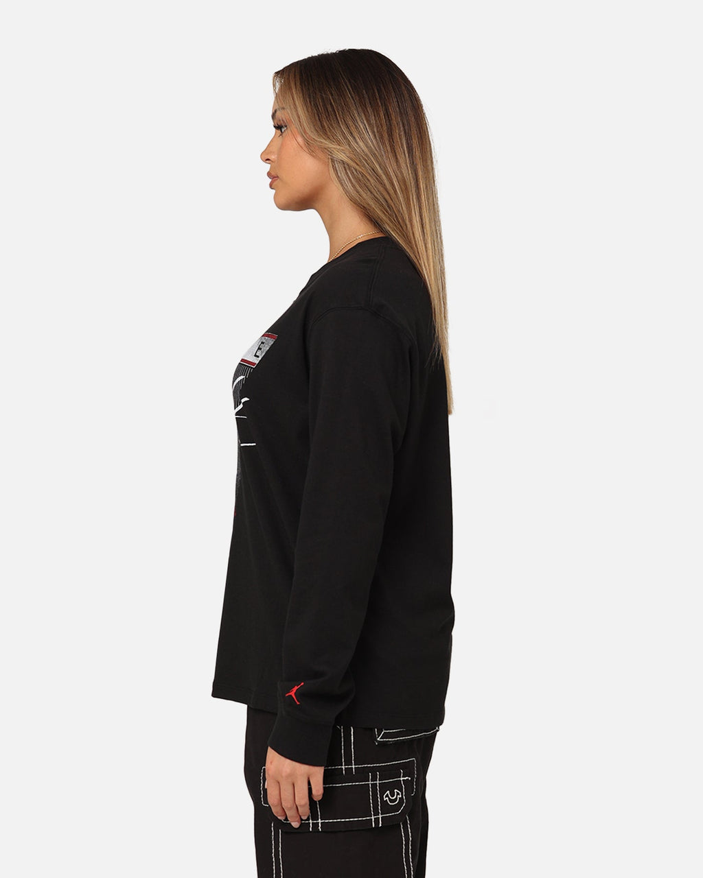 HOT Products Jordan Women's Long Sleeve Graphic T-Shirt Black/Brown/Gym Red