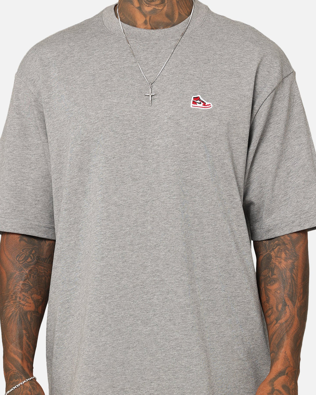 HOT Products Jordan Brand Sneaker Patch Crew T-Shirt Carbon Heather