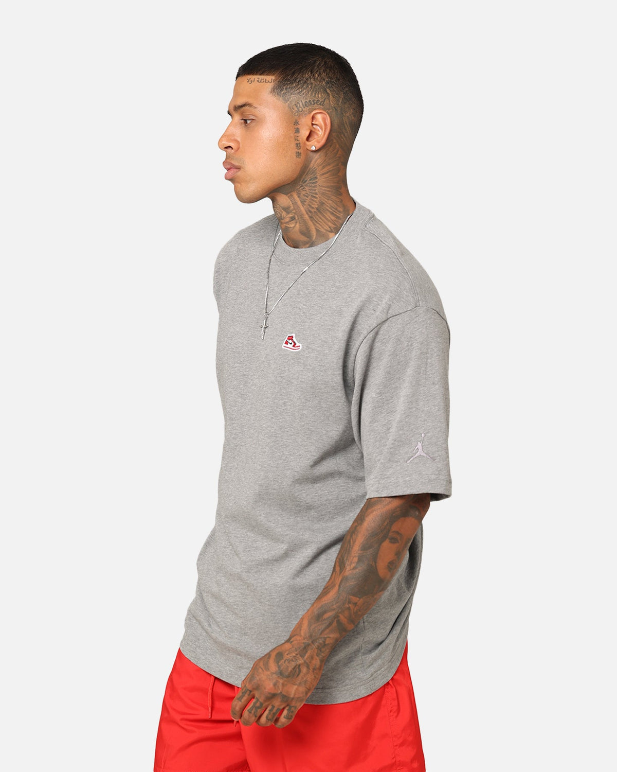 HOT Products Jordan Brand Sneaker Patch Crew T-Shirt Carbon Heather