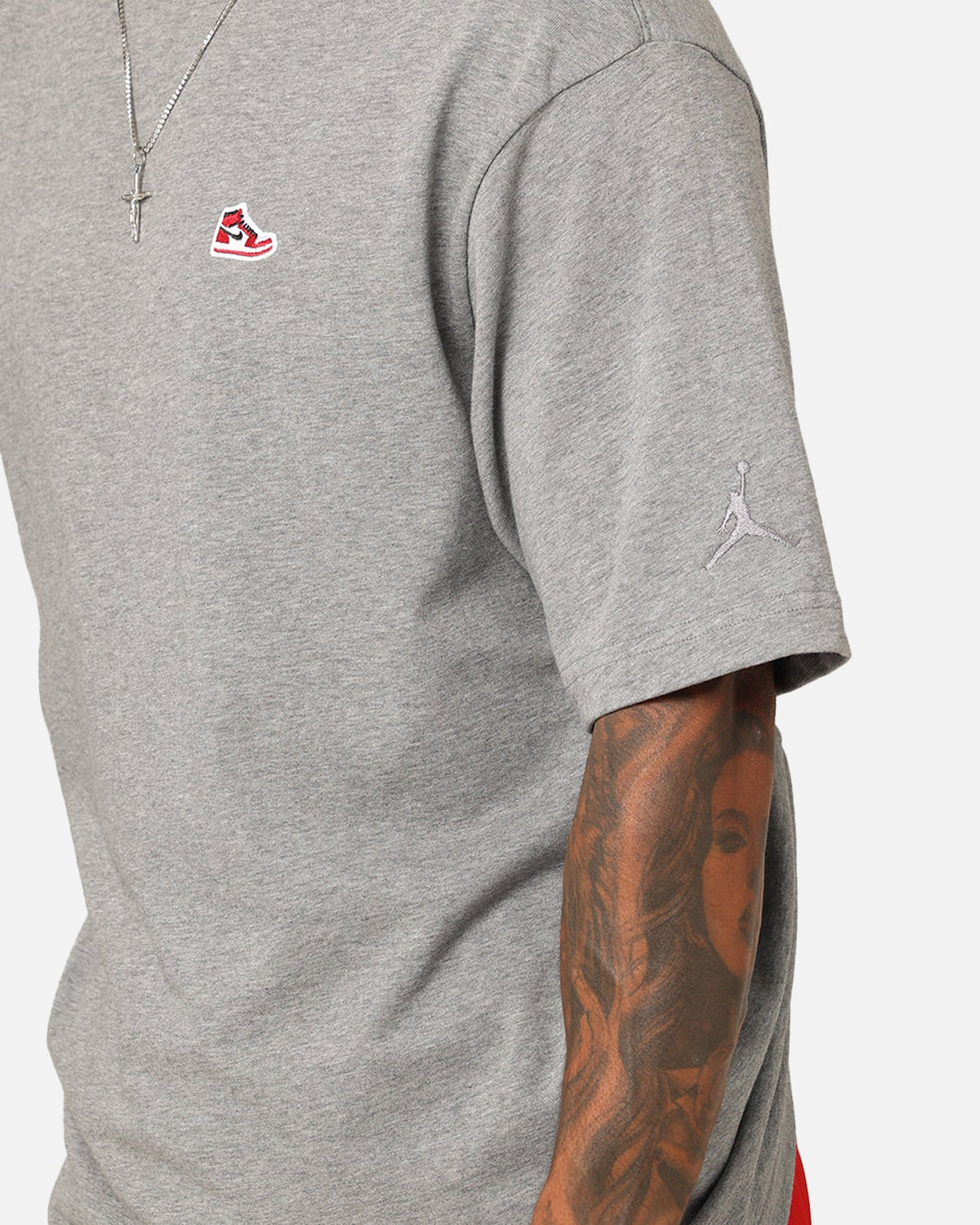 HOT Products Jordan Brand Sneaker Patch Crew T-Shirt Carbon Heather
