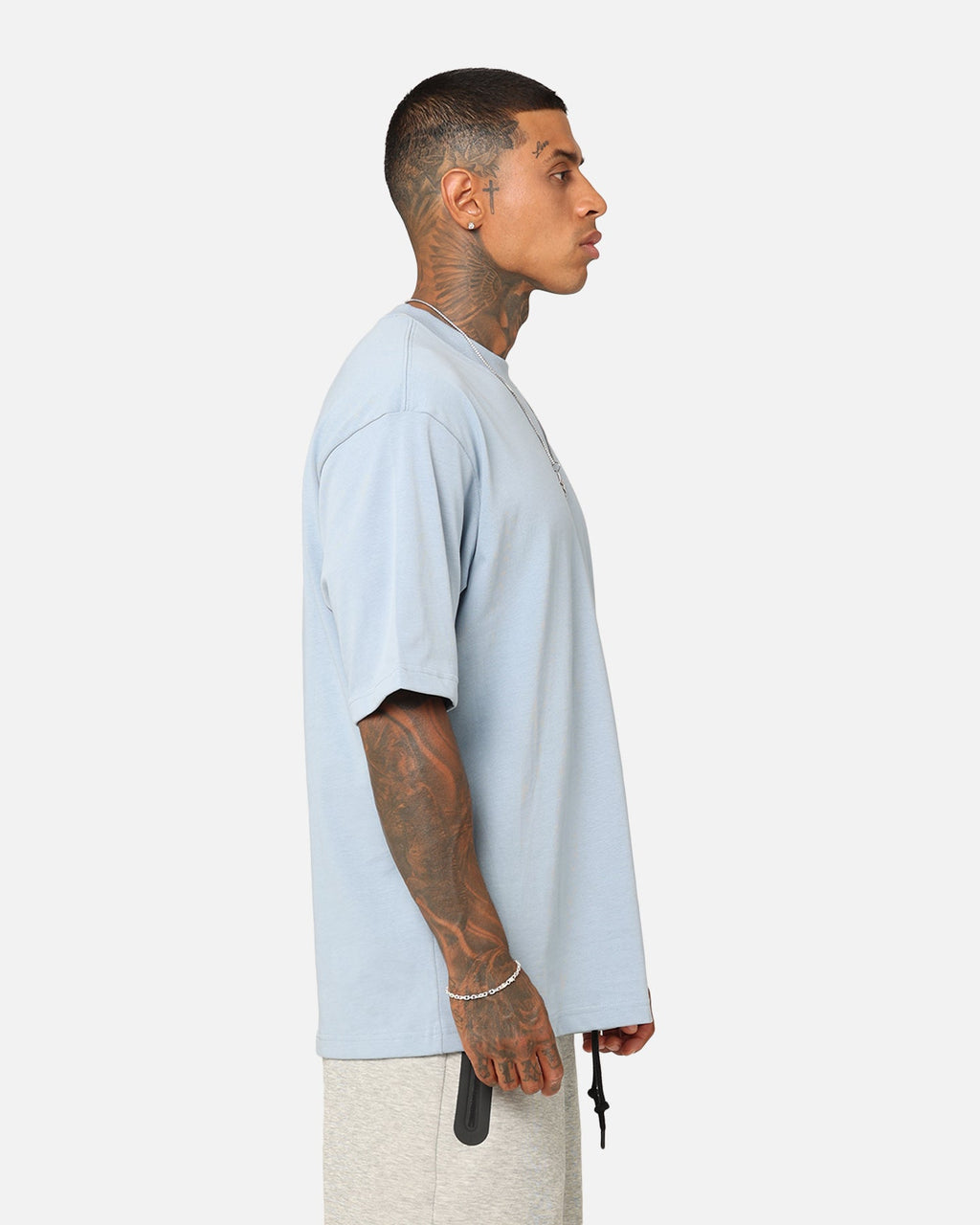 HOT Products Jordan Brand Sneaker Patch Crew T-Shirt Blue Grey
