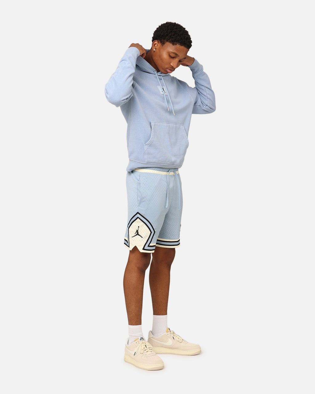 HOT Products Jordan Essentials Statement Wash Fleece Pullover Hoodie Blue Grey