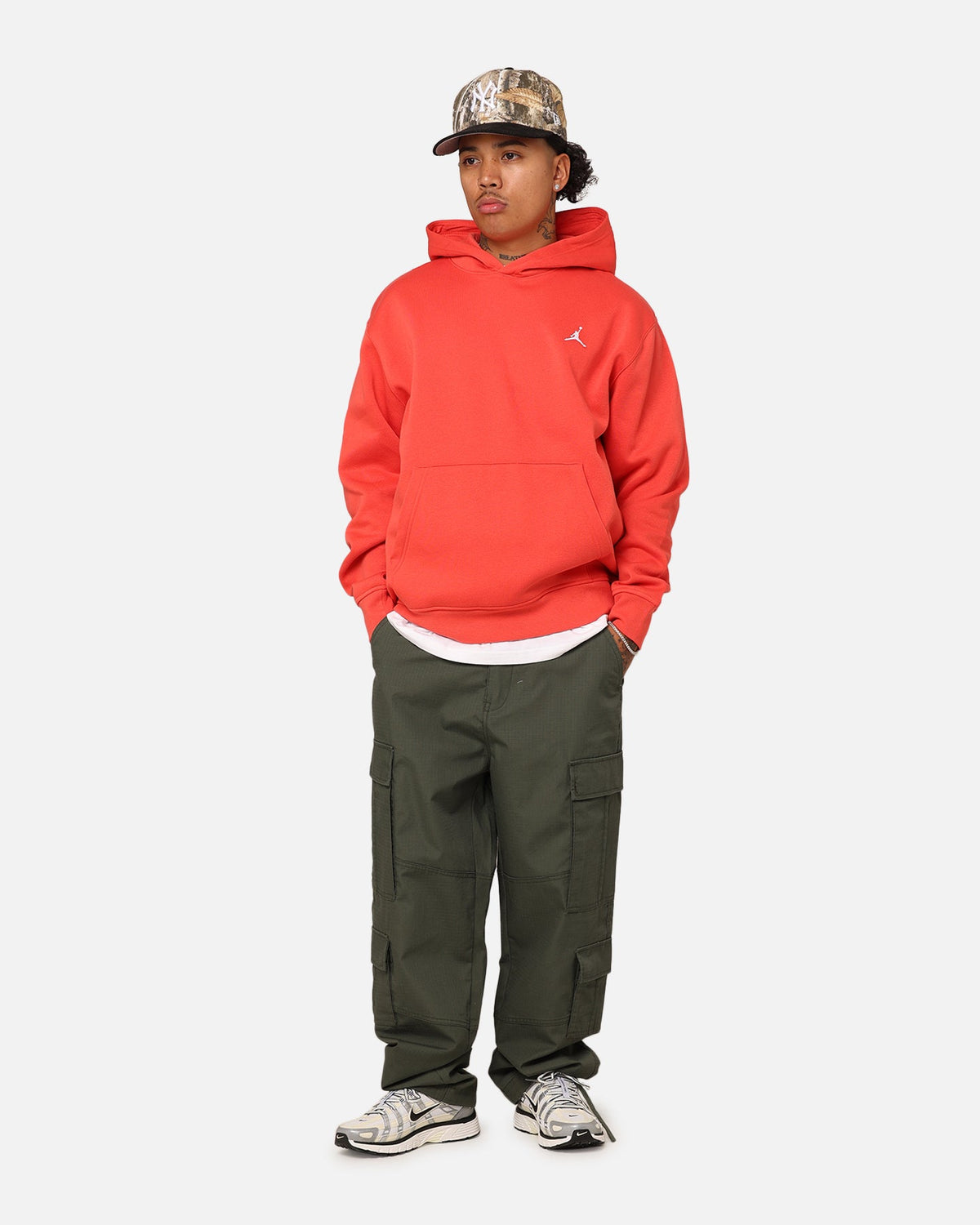 HOT Products Jordan Essentials Brooklyn Fleece Printed Pullover Hoodie Lobster/White