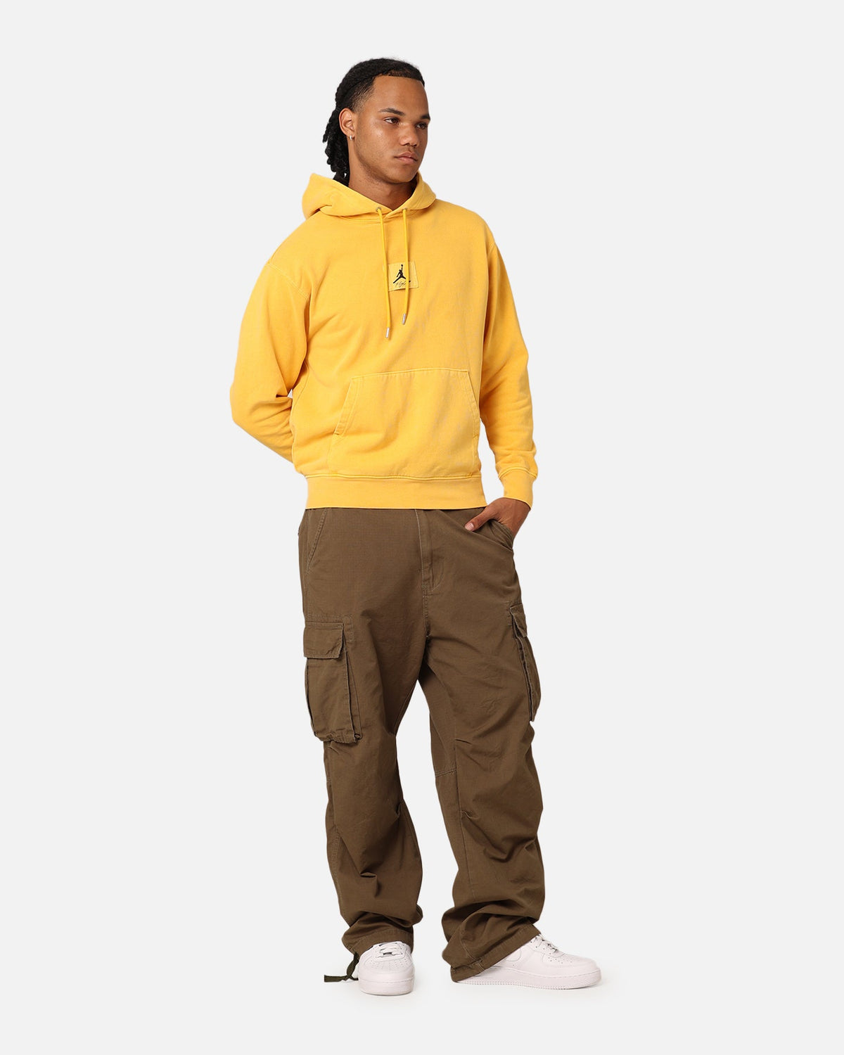 HOT Products Jordan Essentials Flight Fleece Washed Pullover Hoodie Yellow Ochre