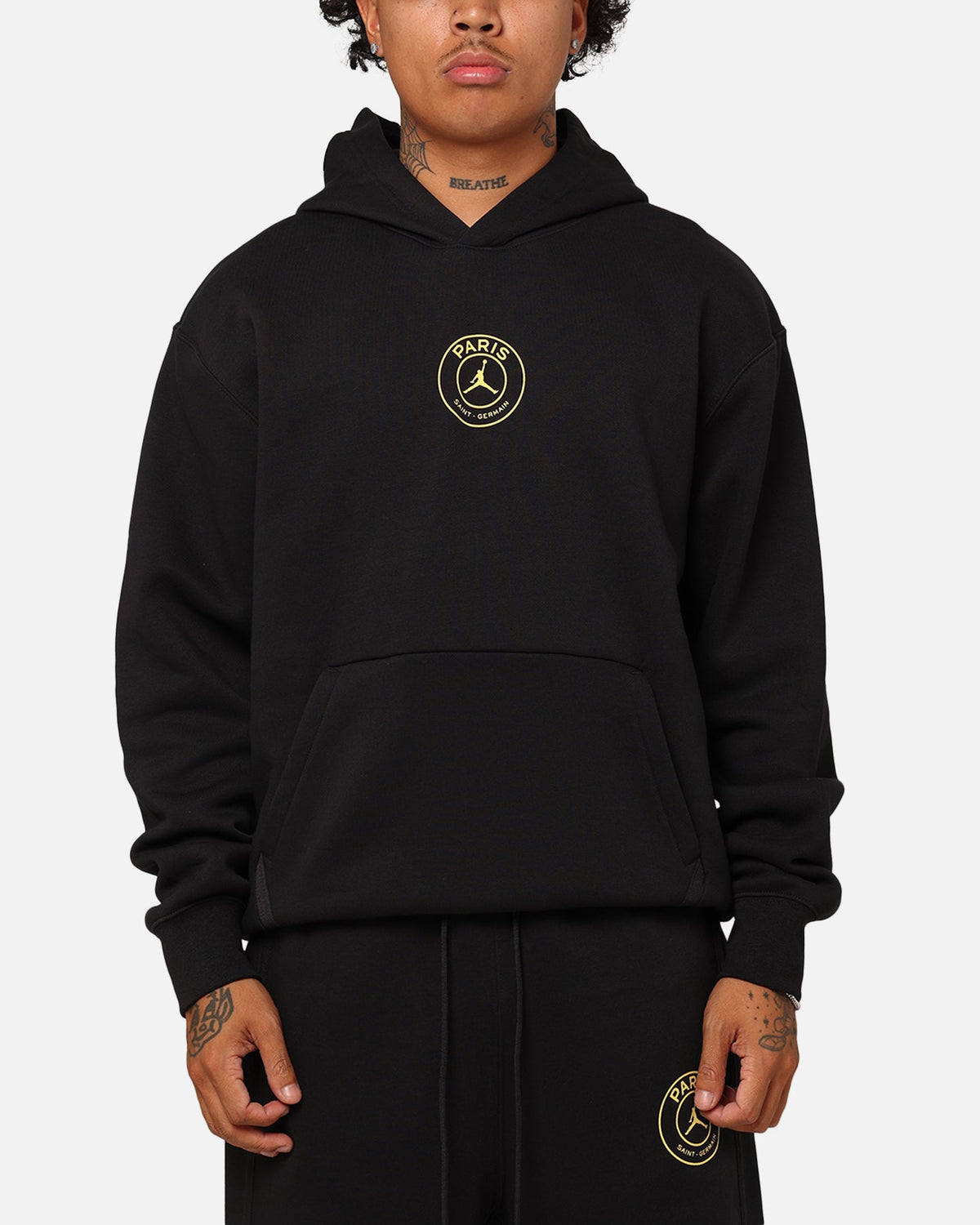 HOT Products Jordan X Paris Saint-Germain Fleece Pullover Hoodie Black/Cargo Khaki