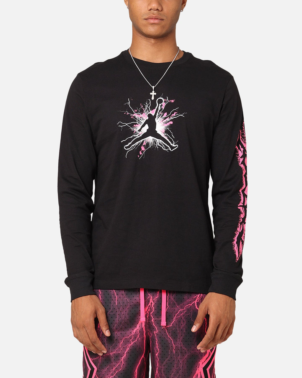 HOT Products Jordan Dri-FIT Sport Long Sleeve Graphic T-Shirt Black/Hyper Pink