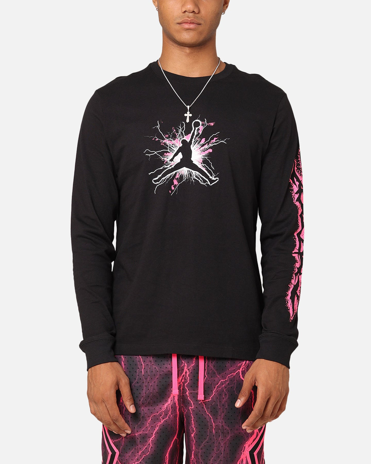 HOT Products Jordan Dri-FIT Sport Long Sleeve Graphic T-Shirt Black/Hyper Pink