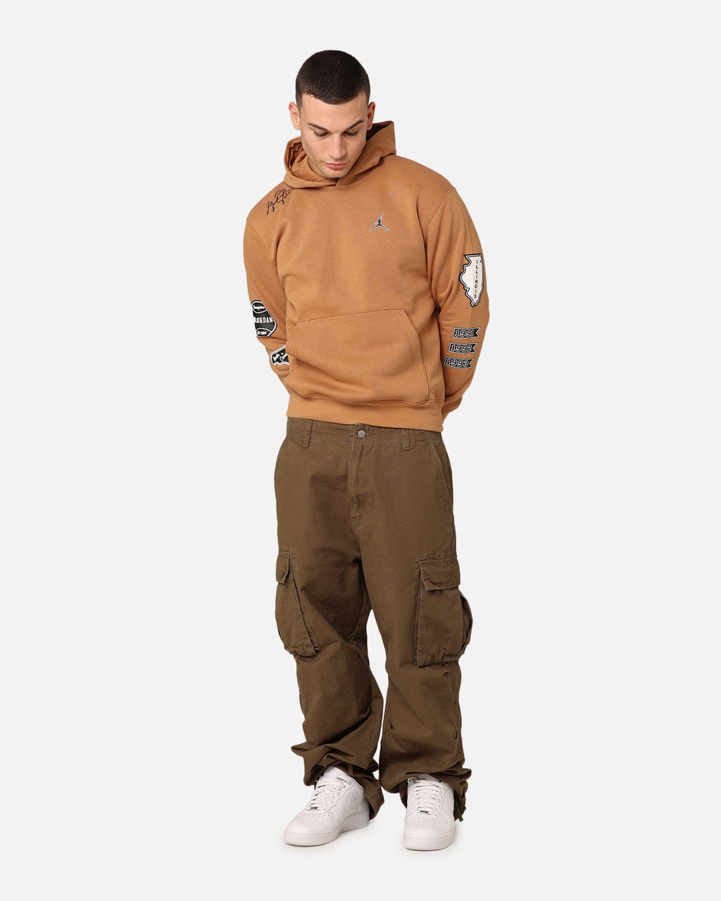 HOT Products Jordan Essentials Fleece Pullover Hoodie Dark Brown/White
