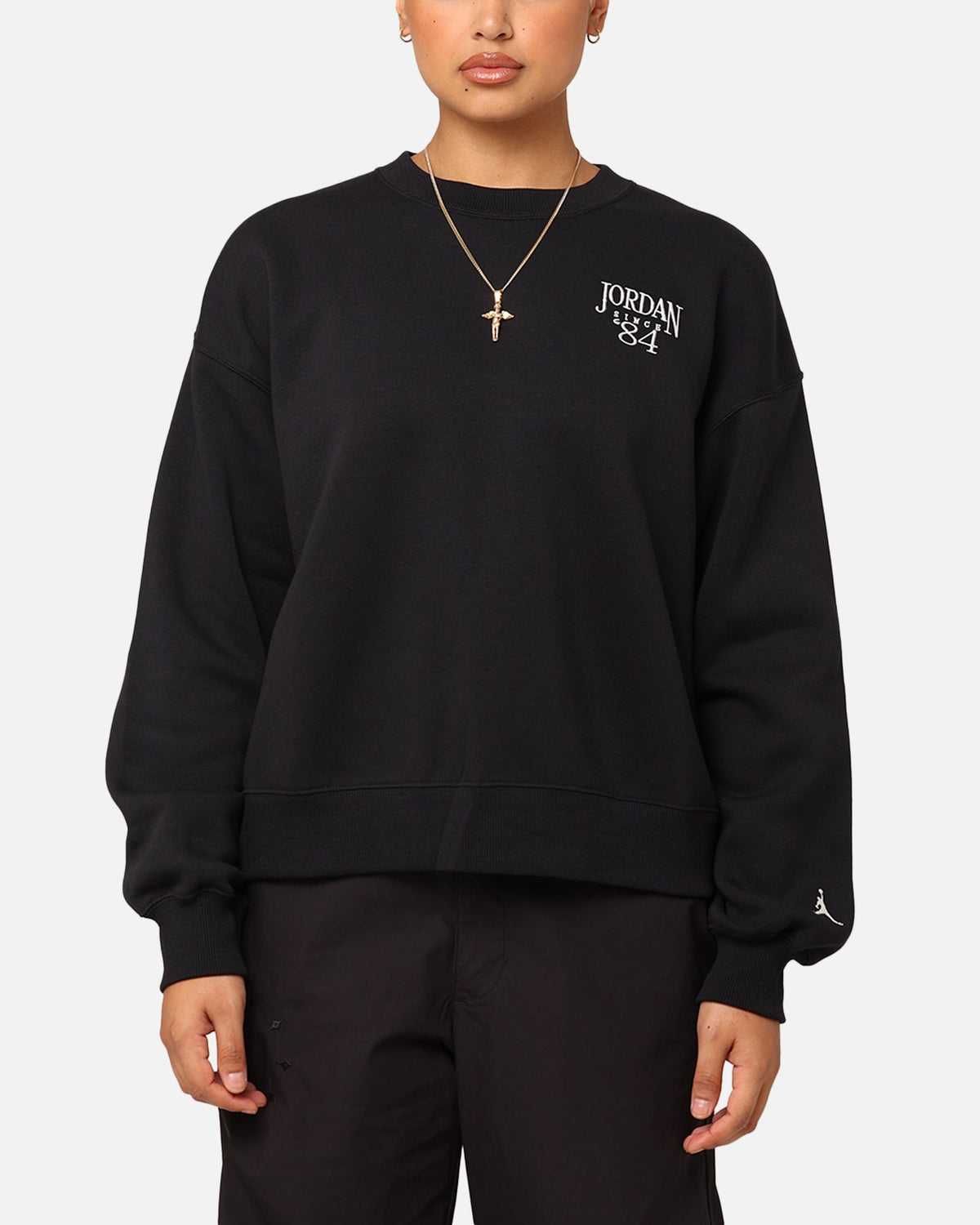 HOT Products Jordan Women's Brooklyn Fleece Crewneck Black/Sail
