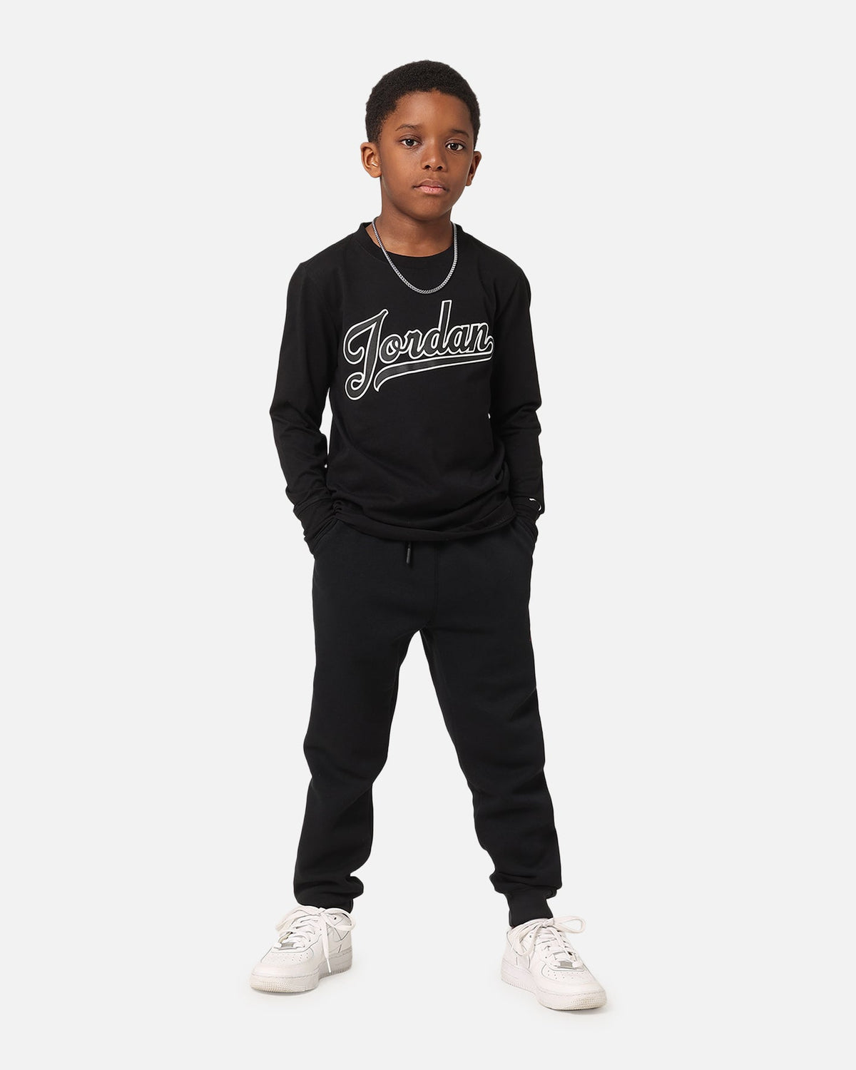 HOT Products Jordan Kids' Major League Jordan Script Long Sleeve T-Shirt Black