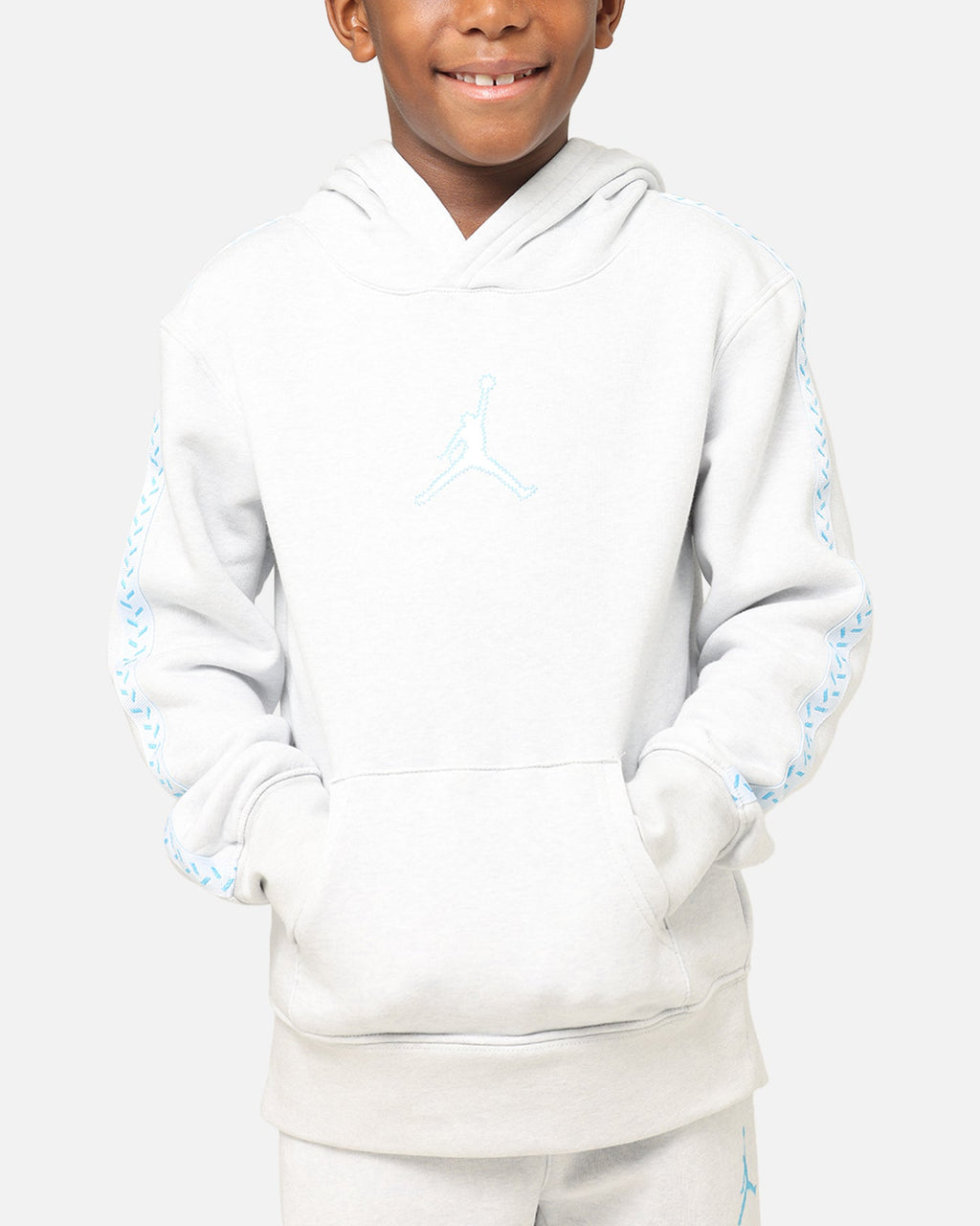 HOT Products Jordan Kids' Flight MVP Fleece Pullover Hoodie Pure Platinum