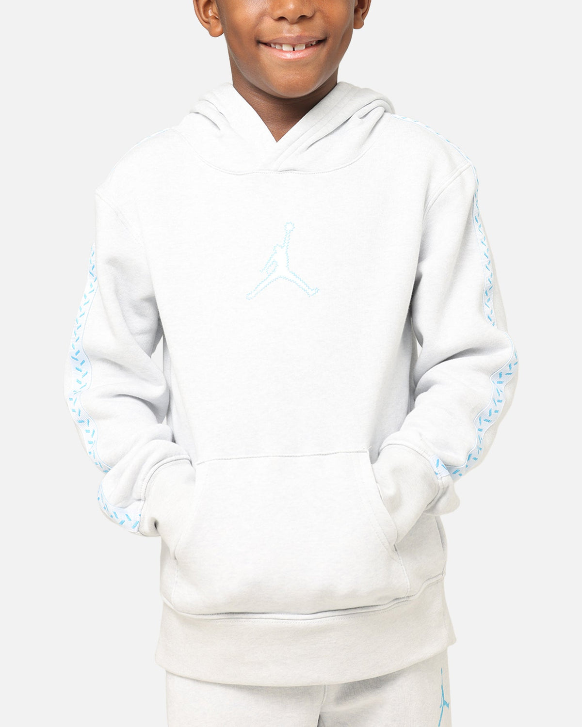 HOT Products Jordan Kids' Flight MVP Fleece Pullover Hoodie Pure Platinum