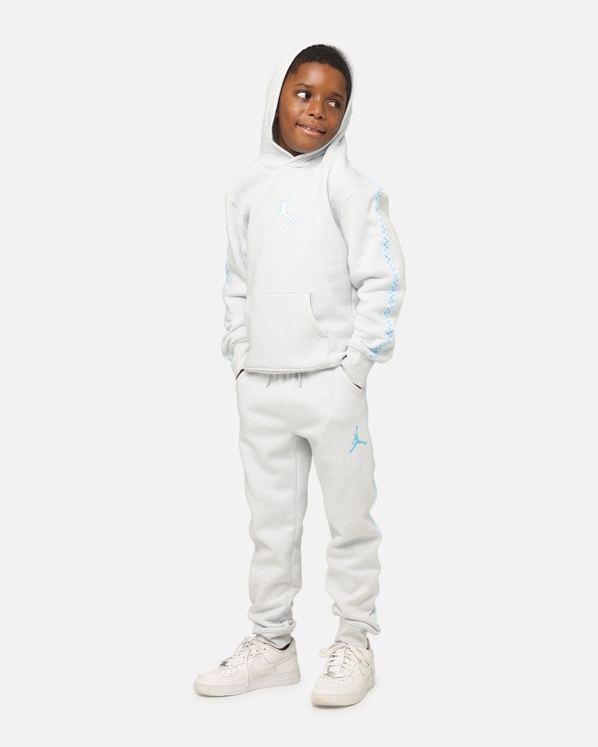 HOT Products Jordan Kids' Flight MVP Fleece Pullover Hoodie Pure Platinum