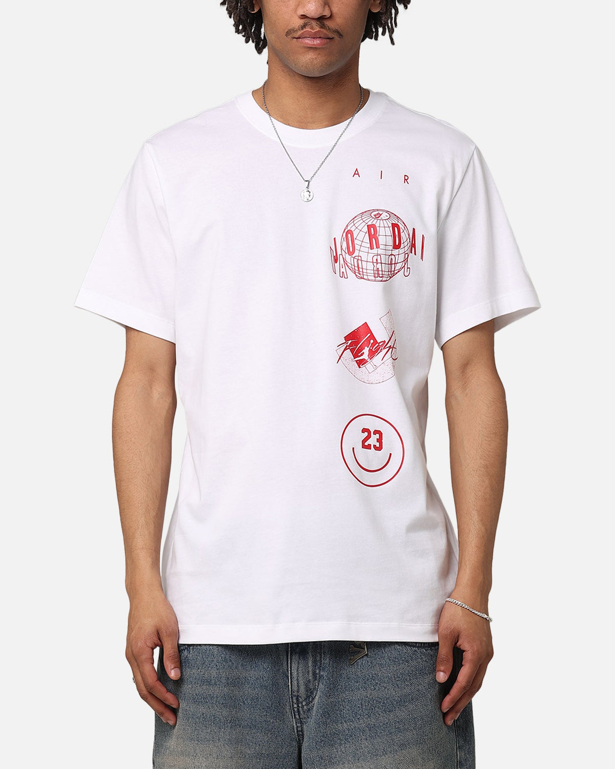 HOT Products Jordan Brand Logo Stack T-Shirt White/Gym Red