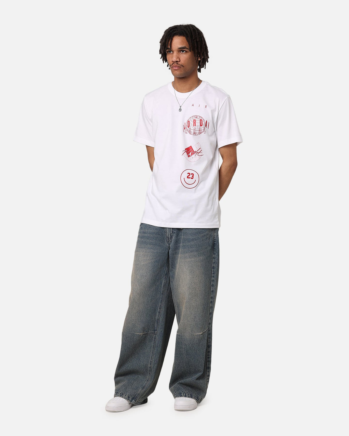 HOT Products Jordan Brand Logo Stack T-Shirt White/Gym Red