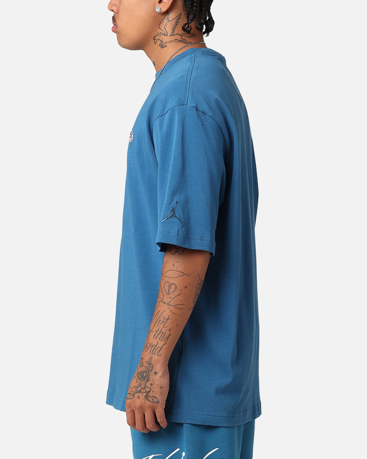 HOT Products Jordan Brand Sneaker Patch Crewneck T-Shirt Industrial Blue