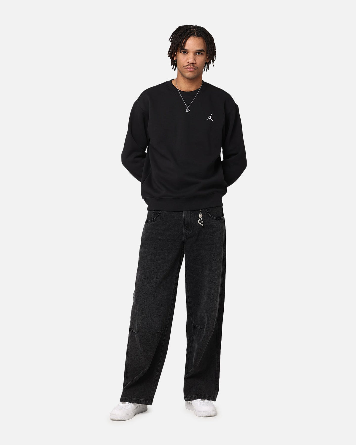 HOT Products Jordan Essential Brooklyn Fleece Crewneck Black/White