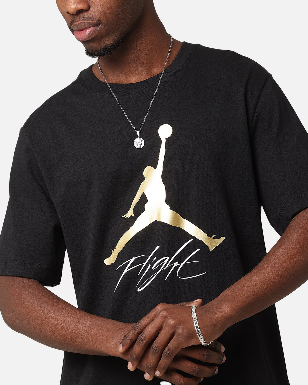 HOT Products Jordan Jumpman Flight T-Shirt Black/Metallic Gold