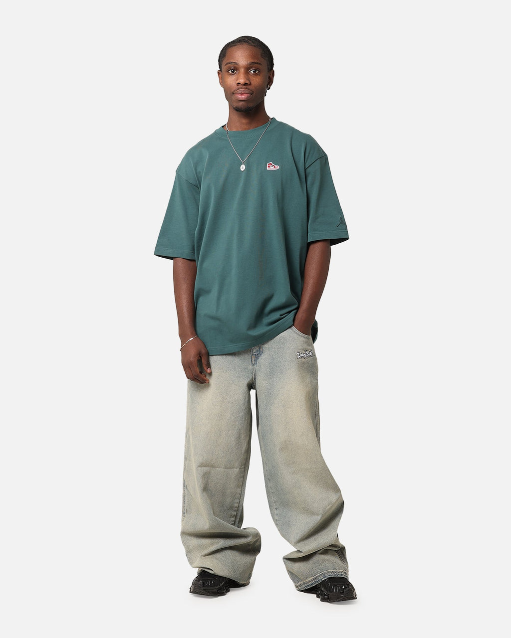 HOT Products Jordan Brand Sneaker Patch Crewneck T-Shirt Oxidized Green