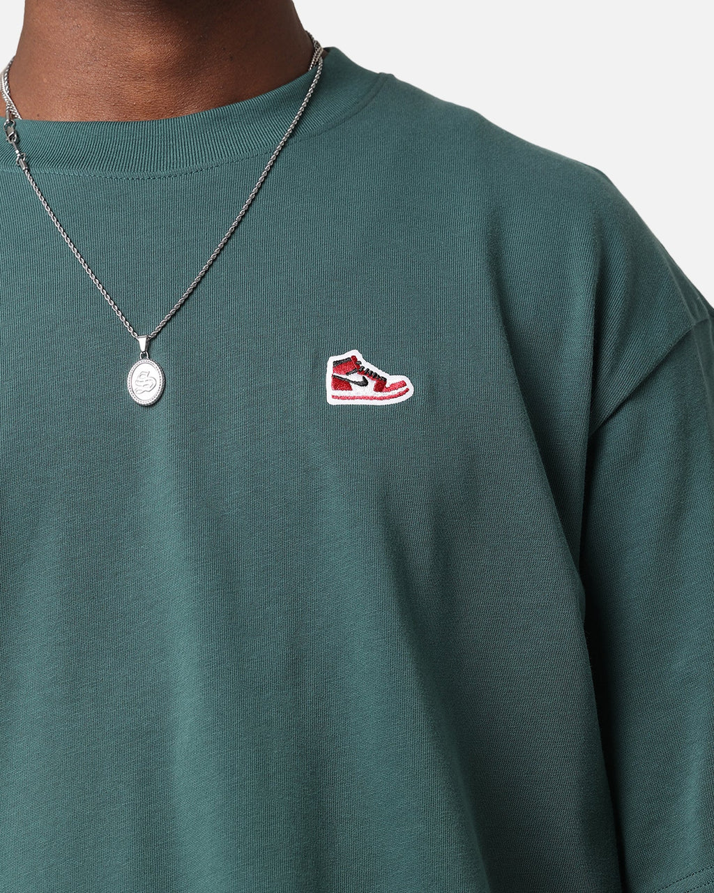 HOT Products Jordan Brand Sneaker Patch Crewneck T-Shirt Oxidized Green