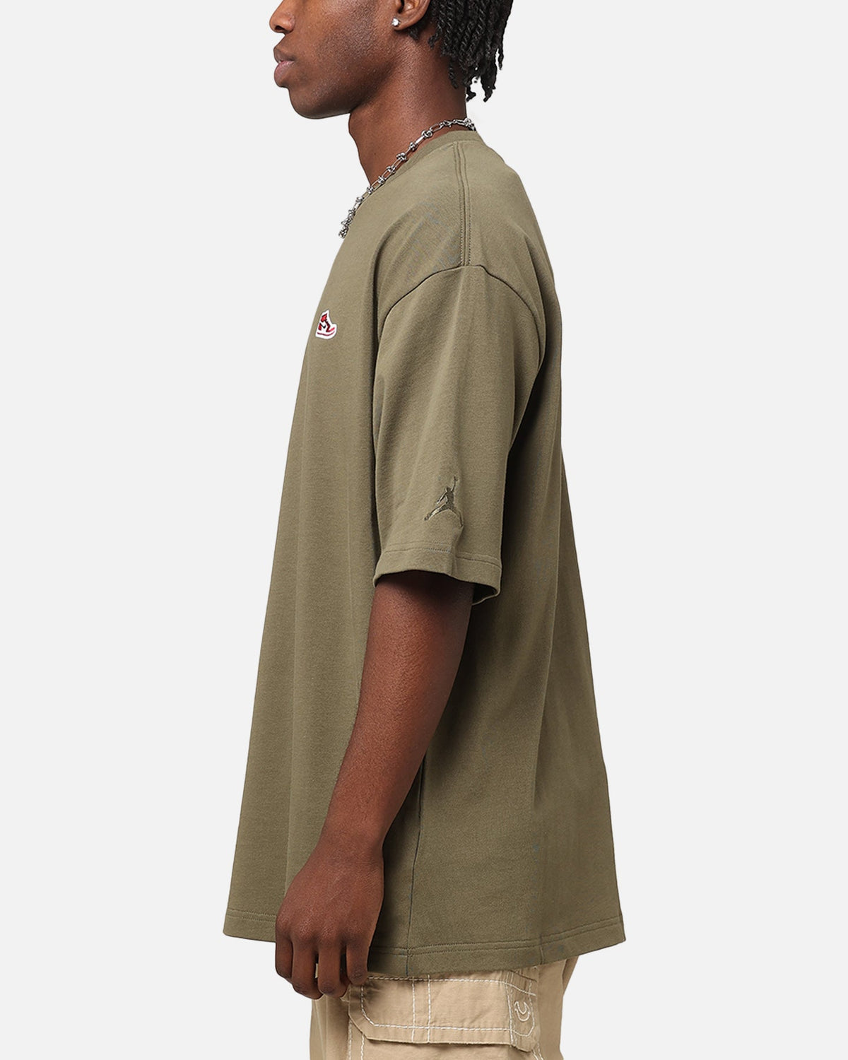 HOT Products Jordan Brand Sneaker Patch Crewneck T-Shirt Medium Olive