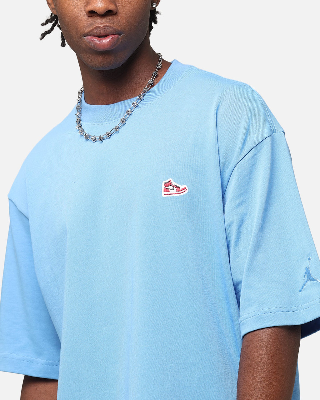 HOT Products Jordan Brand Sneaker Patch Crewneck T-Shirt Legend Blue