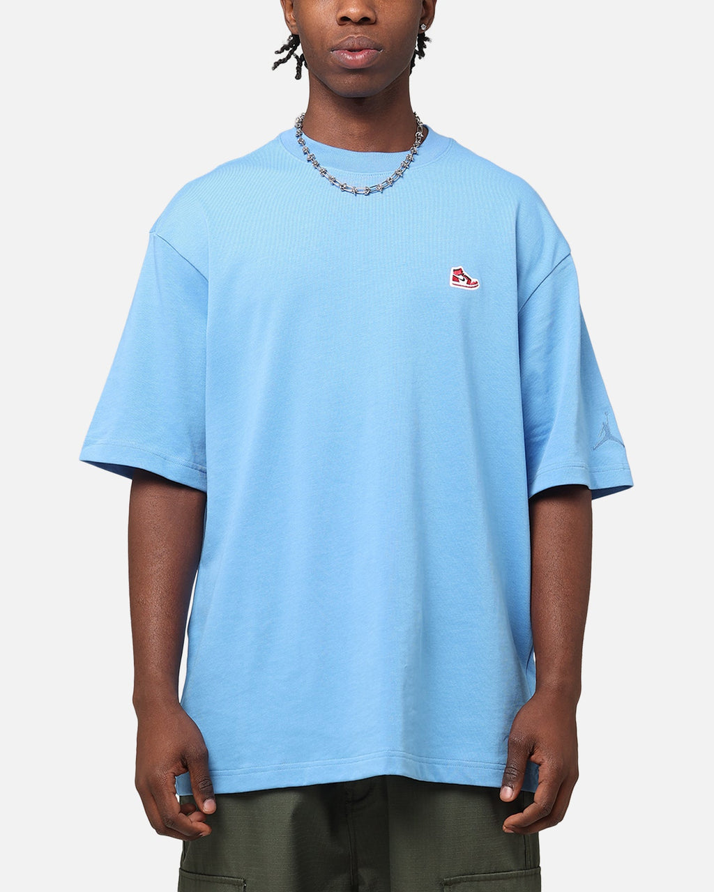 HOT Products Jordan Brand Sneaker Patch Crewneck T-Shirt Legend Blue