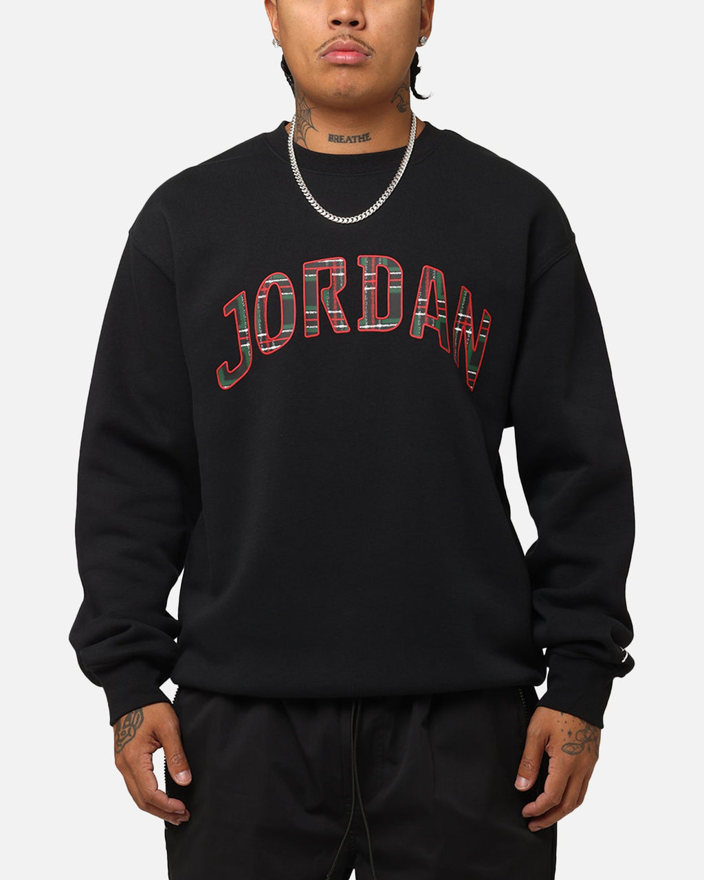 HOT Products Jordan Essentials Holiday Fleece Crewneck Black/Sail