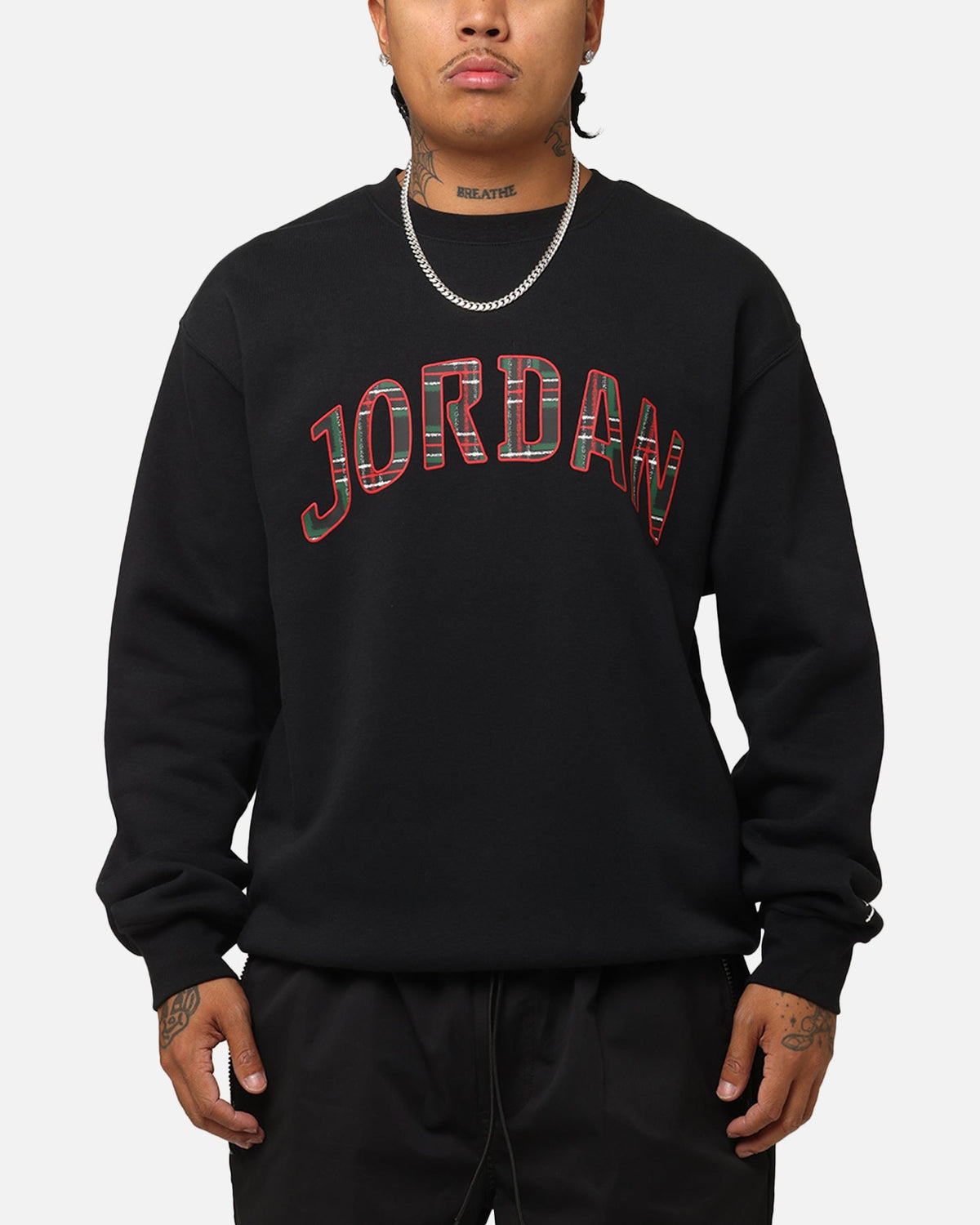 HOT Products Jordan Essentials Holiday Fleece Crewneck Black/Sail