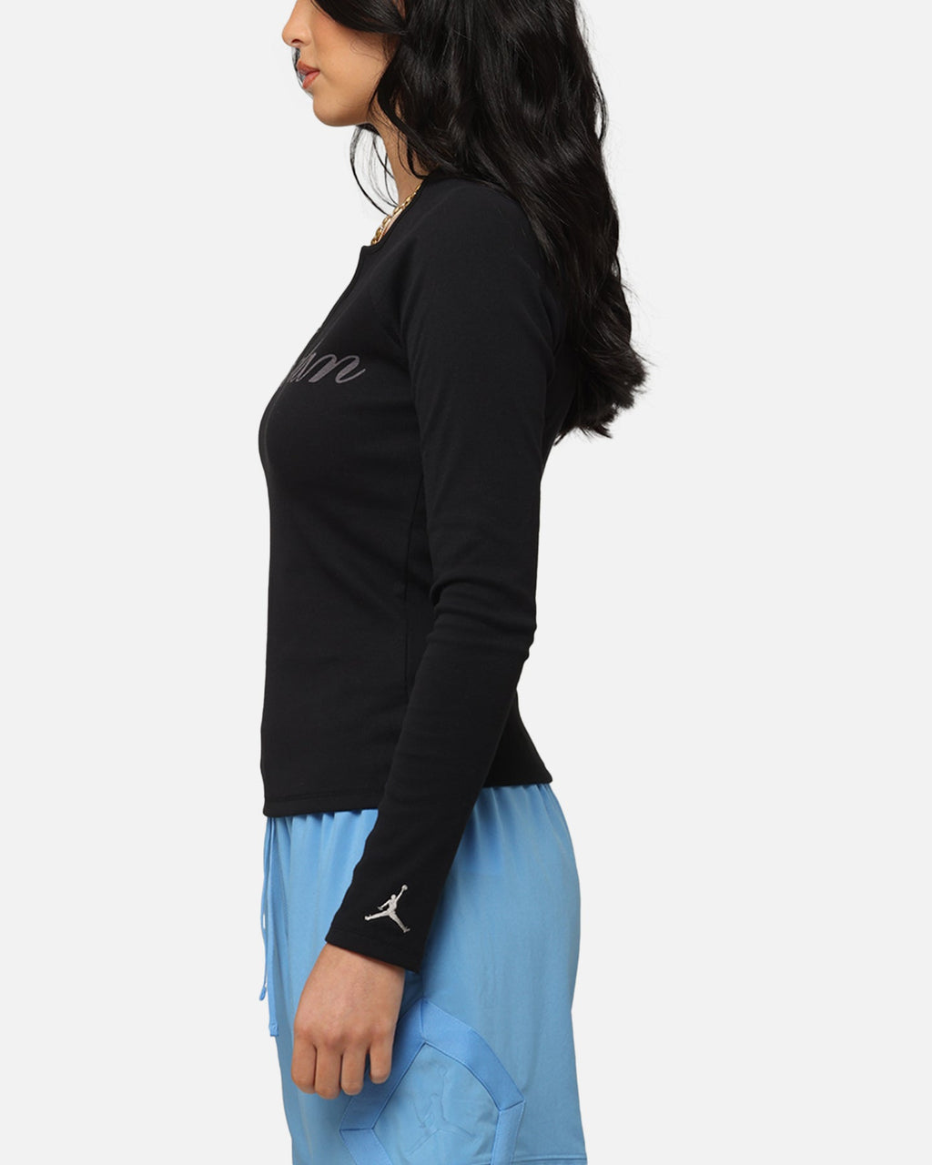 HOT Products Jordan Women's Long-Sleeve Ribbed Knit Top Black/Medium Grey