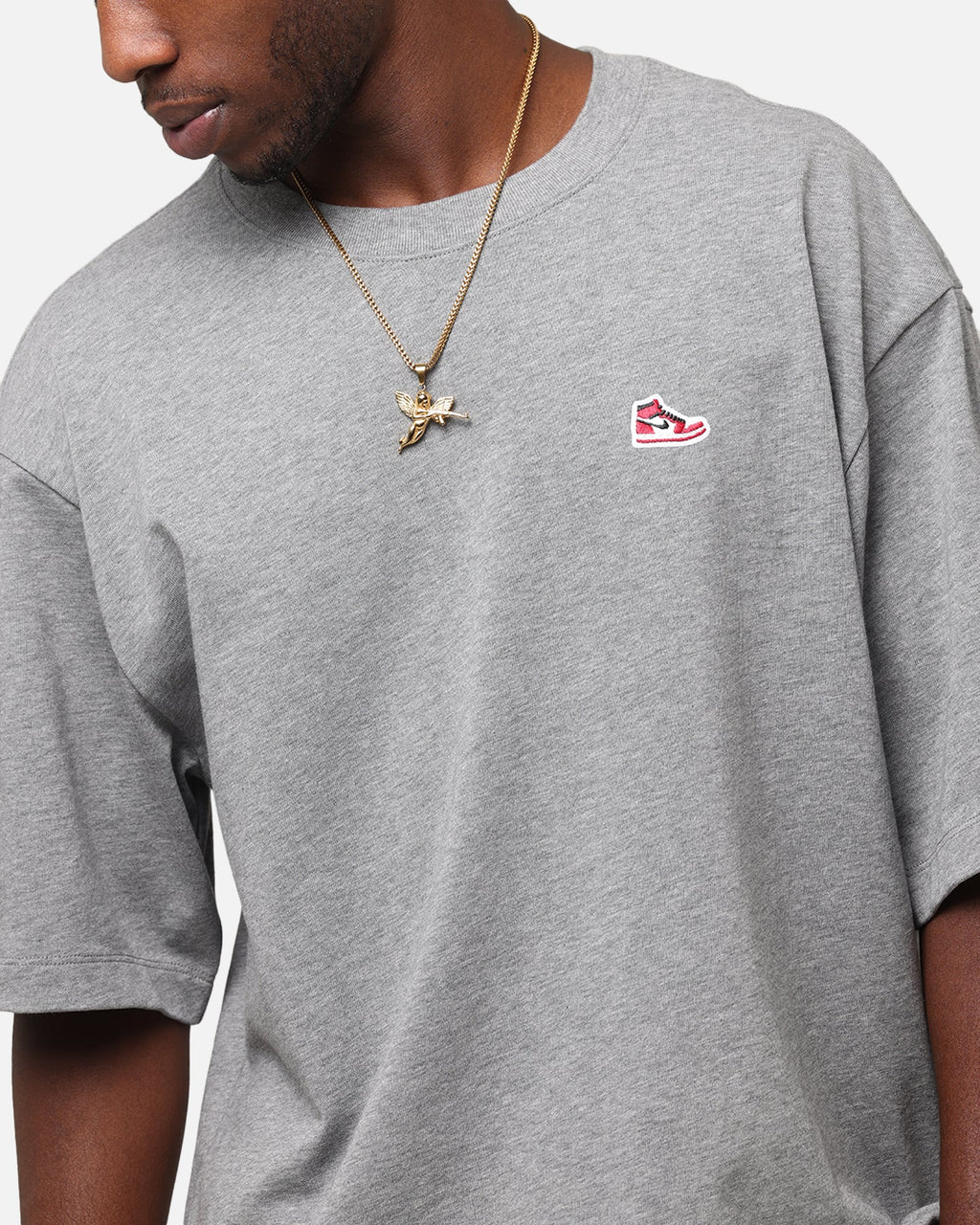 HOT Products Jordan Brand Sneaker Patch Crewneck T-Shirt Carbon Heather