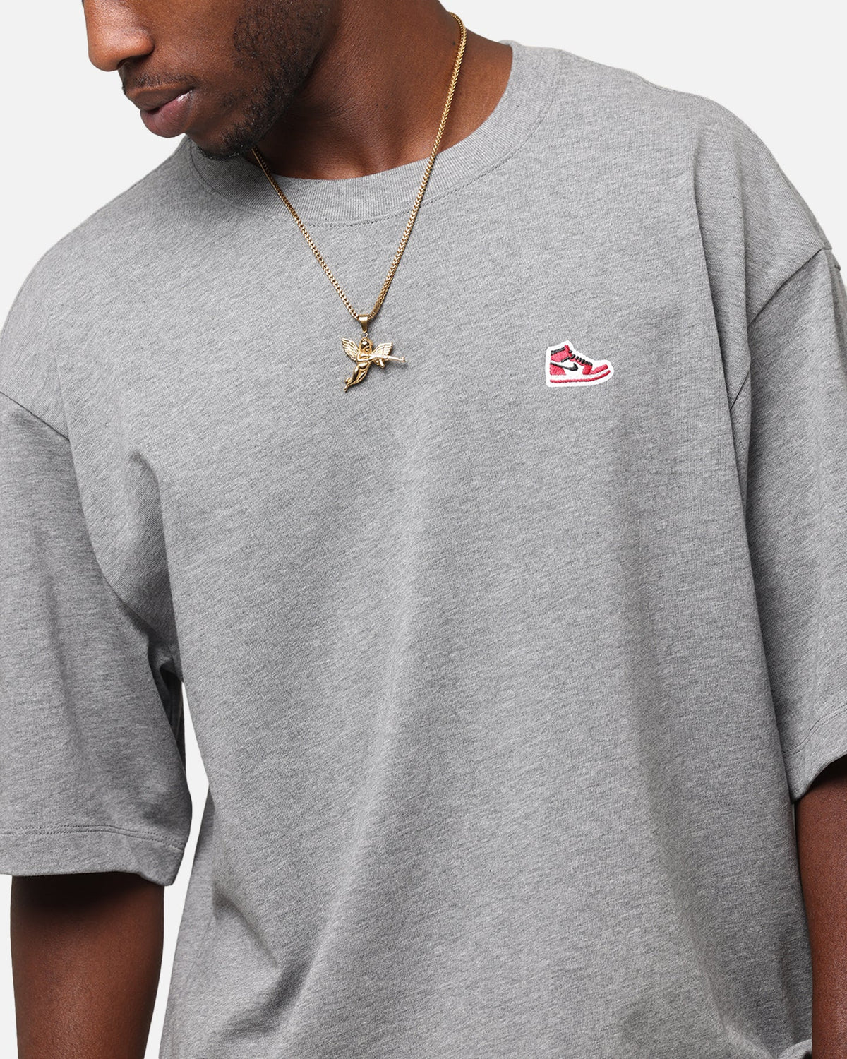 HOT Products Jordan Brand Sneaker Patch Crewneck T-Shirt Carbon Heather