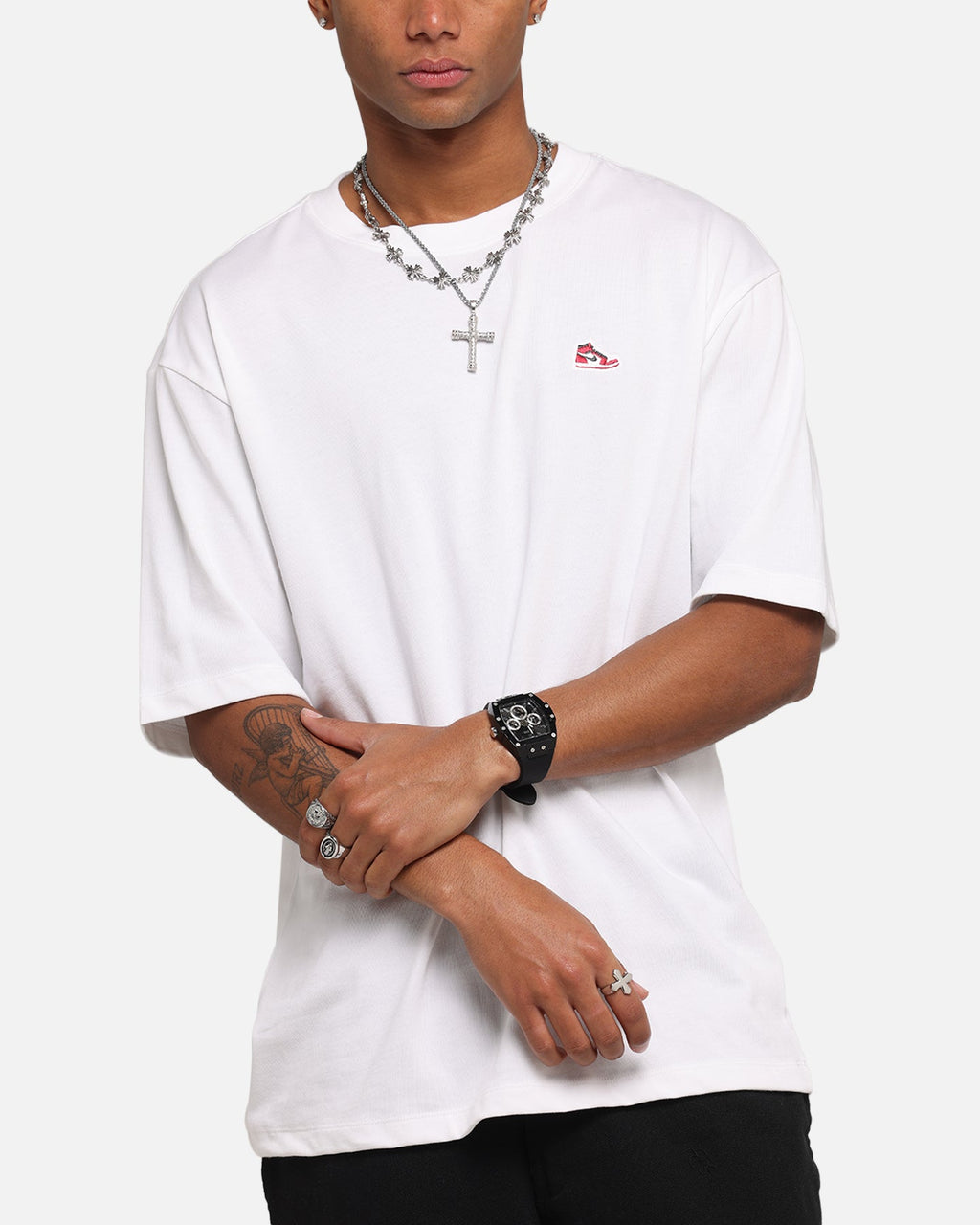HOT Products Jordan Brand Sneaker Patch Crewneck T-Shirt White/Varsity Red