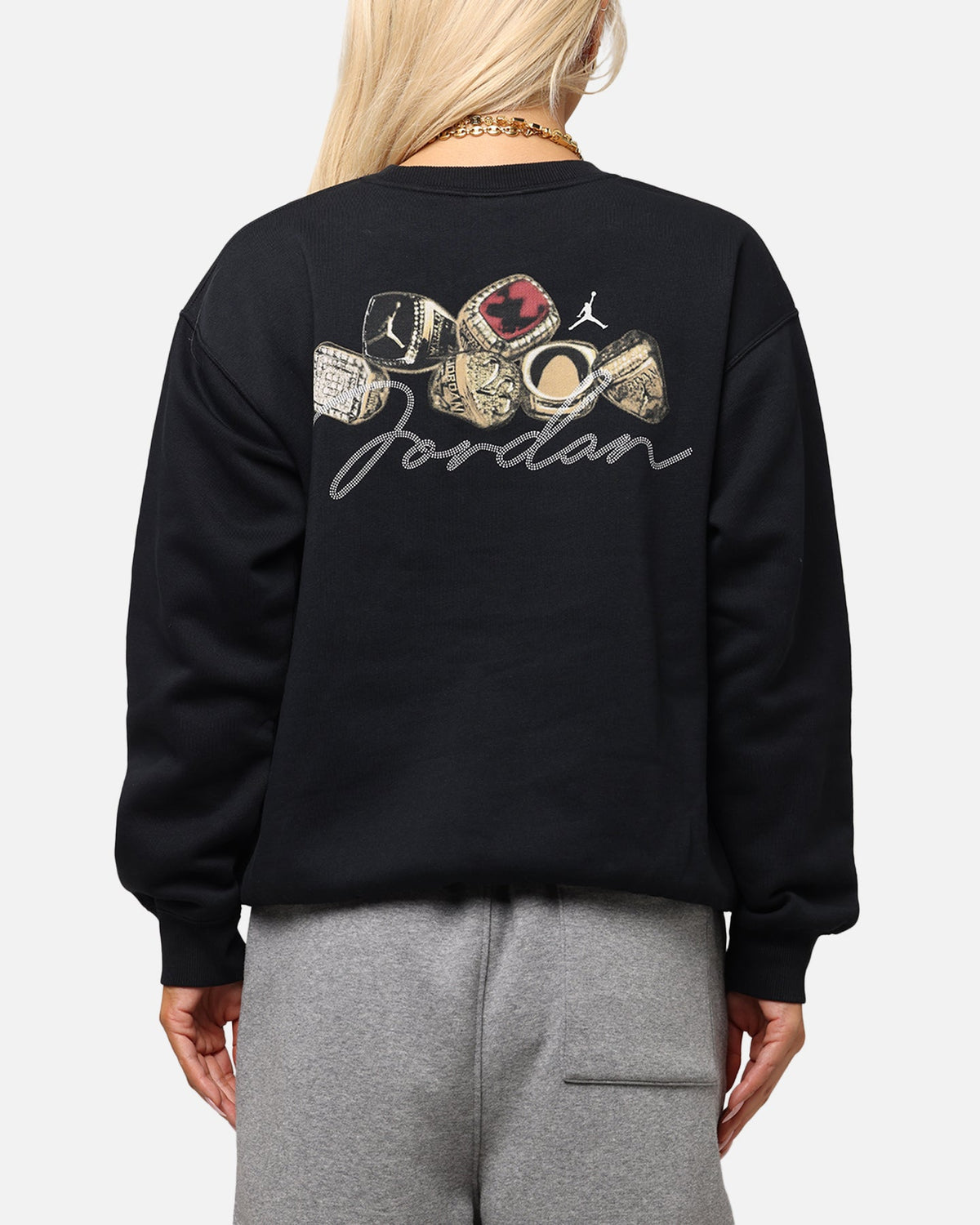 HOT Products Jordan Women's Jumpman Brooklyn Fleece Graphic Crewneck Black/Sail