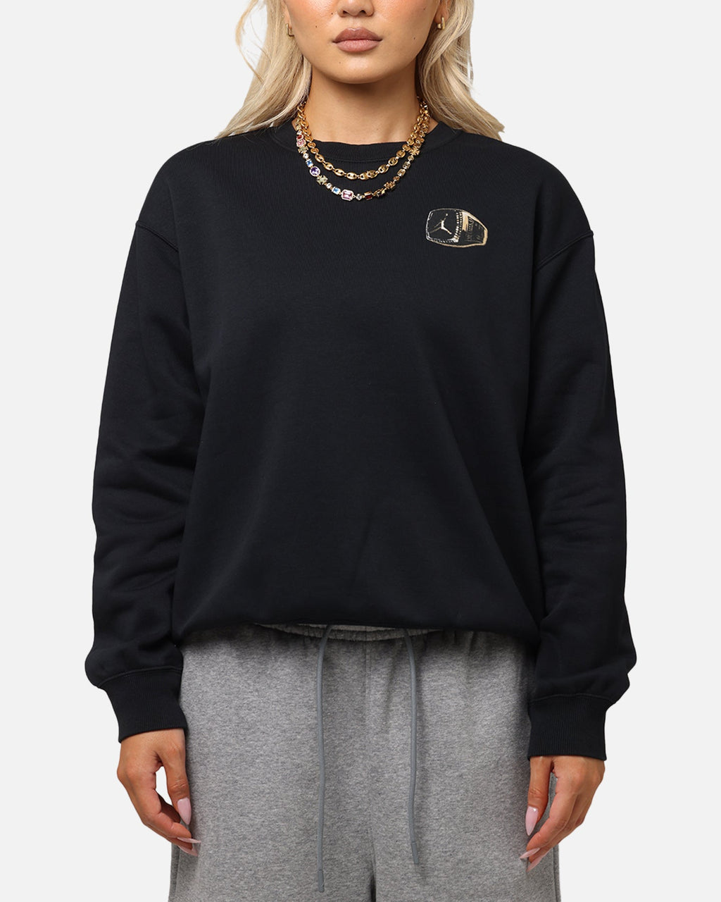 HOT Products Jordan Women's Jumpman Brooklyn Fleece Graphic Crewneck Black/Sail
