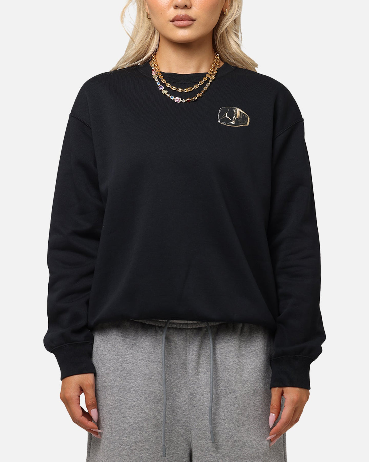 HOT Products Jordan Women's Jumpman Brooklyn Fleece Graphic Crewneck Black/Sail