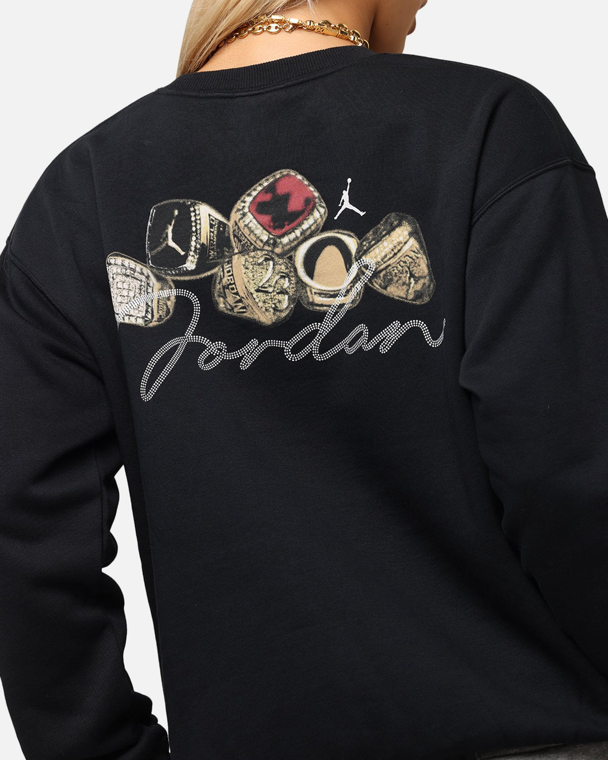 HOT Products Jordan Women's Jumpman Brooklyn Fleece Graphic Crewneck Black/Sail