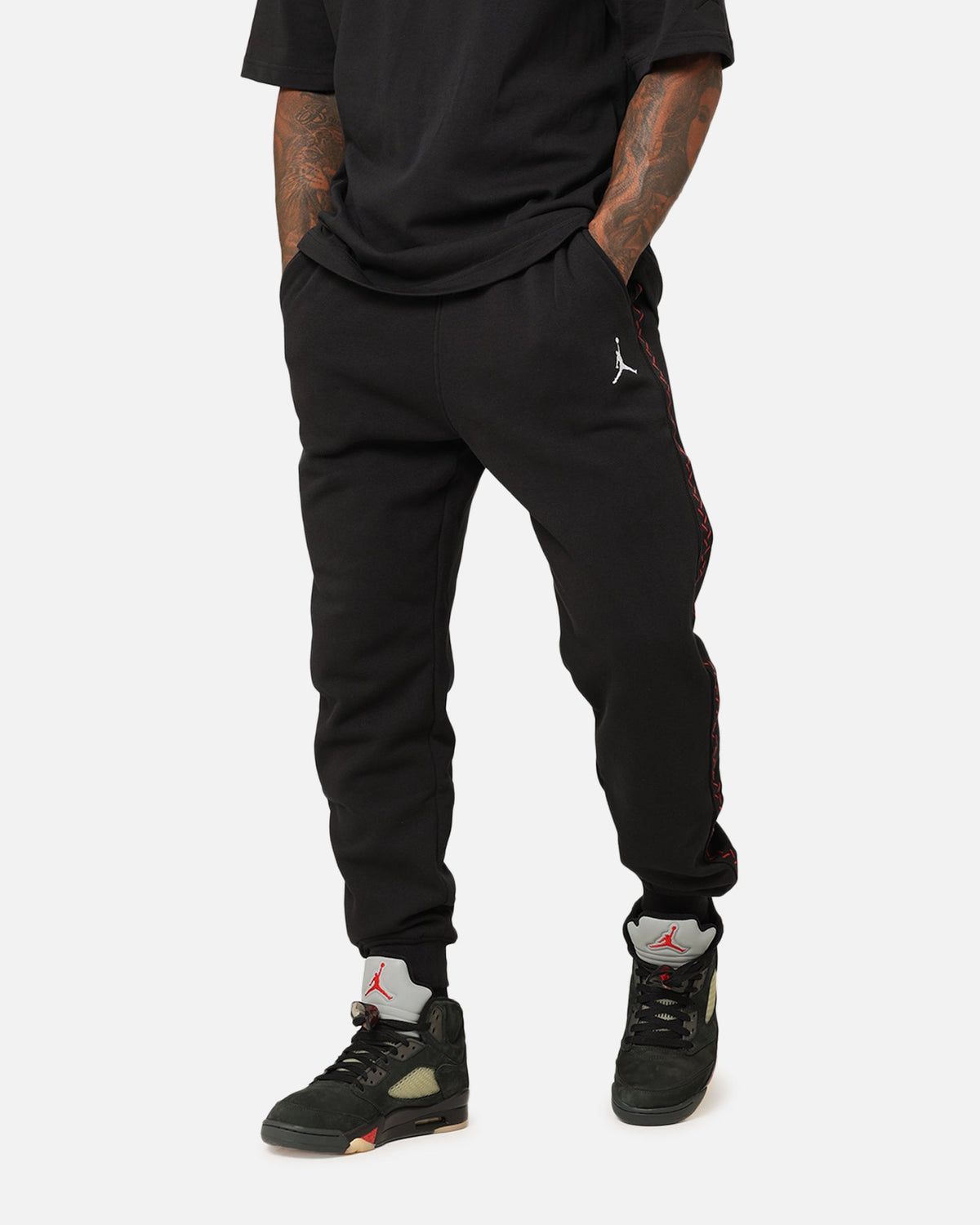 HOT Products Jordan Flight MVP Fleece Pants Black/Dune Red