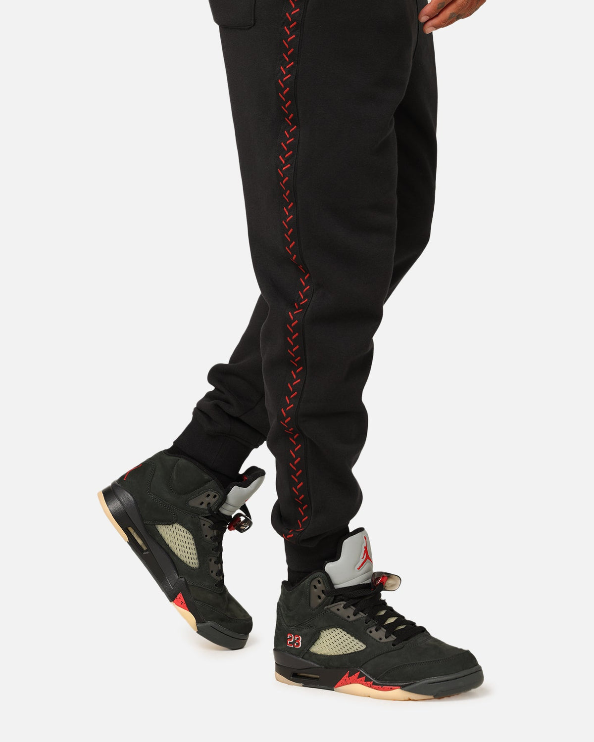 HOT Products Jordan Flight MVP Fleece Pants Black/Dune Red
