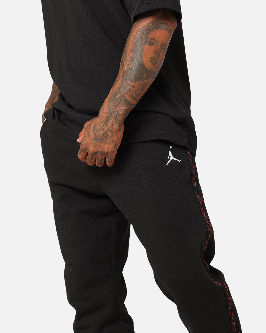 HOT Products Jordan Flight MVP Fleece Pants Black/Dune Red