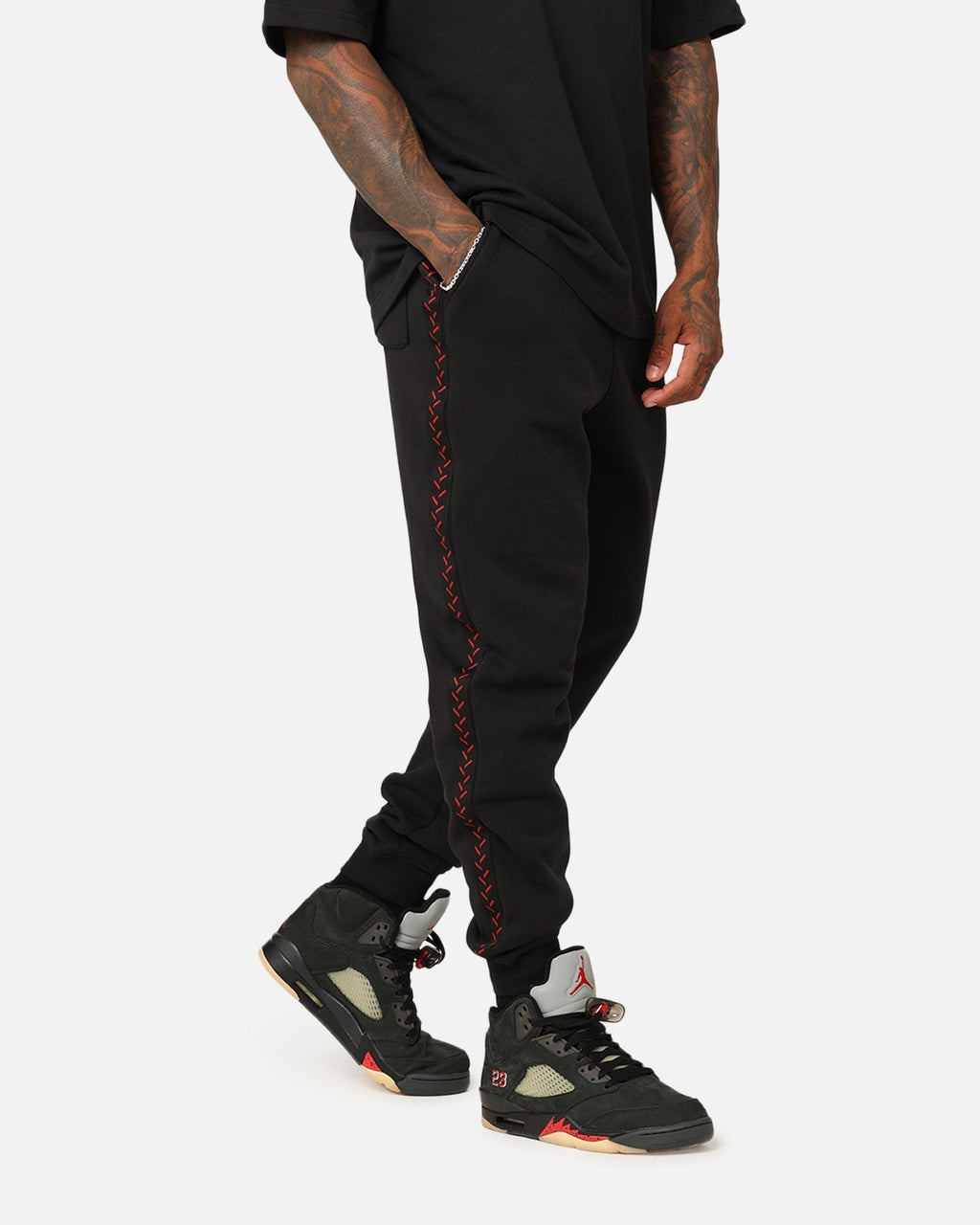 HOT Products Jordan Flight MVP Fleece Pants Black/Dune Red