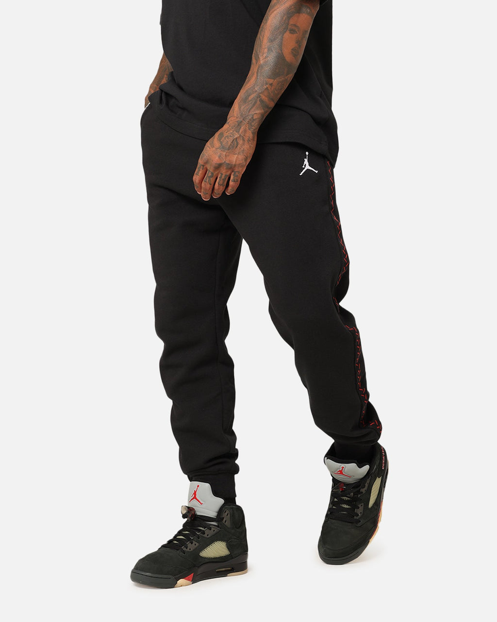 HOT Products Jordan Flight MVP Fleece Pants Black/Dune Red