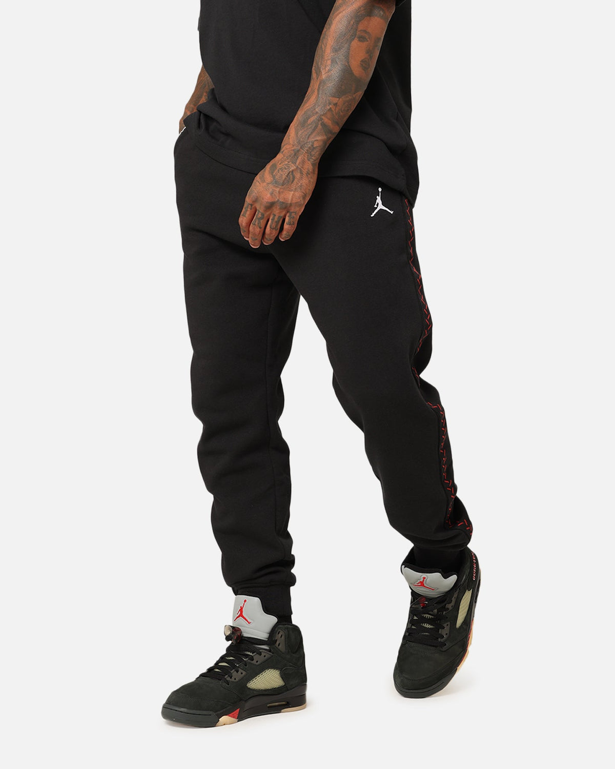 HOT Products Jordan Flight MVP Fleece Pants Black/Dune Red