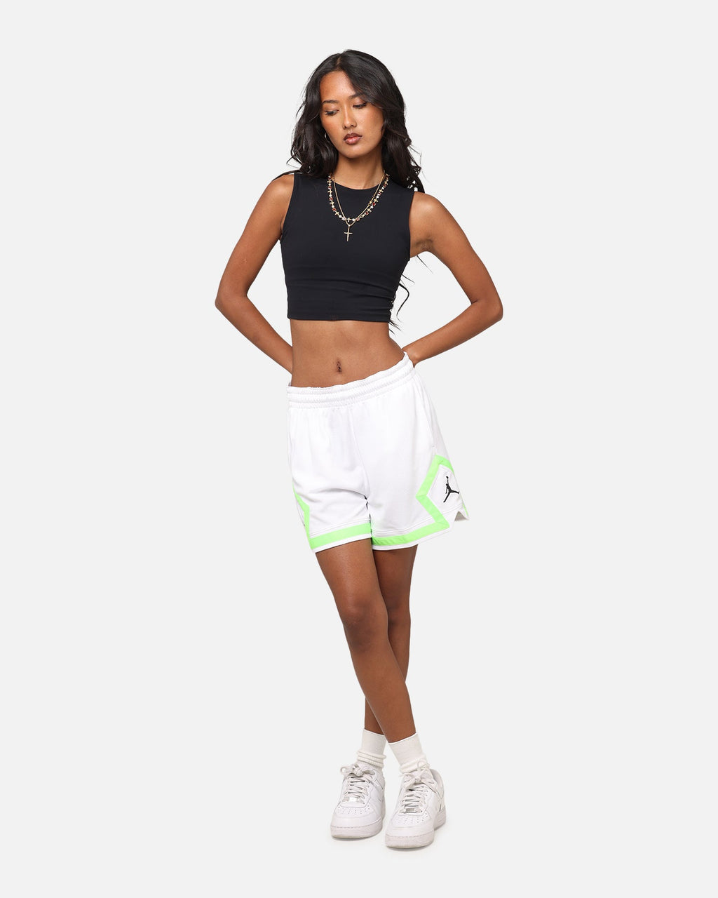 HOT Products Jordan Women's Dr-FIT 4" Sport Diamond Shorts White/White/Green