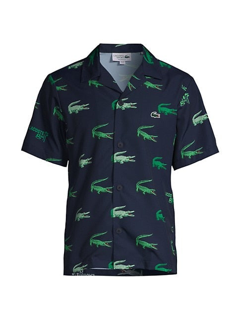 New Arrival LACOSTE -  REGULAR FIT CROCODILE PRINT SHIRTS Men -NAVY BLUE-166