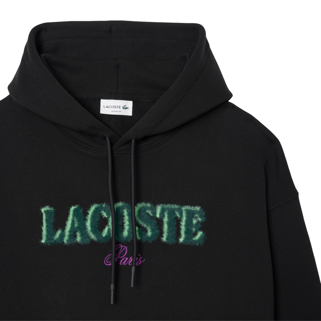 New Arrival LACOSTE LOOSE FIT PARIS HOODIE FLEECE -Men -BLACK-031