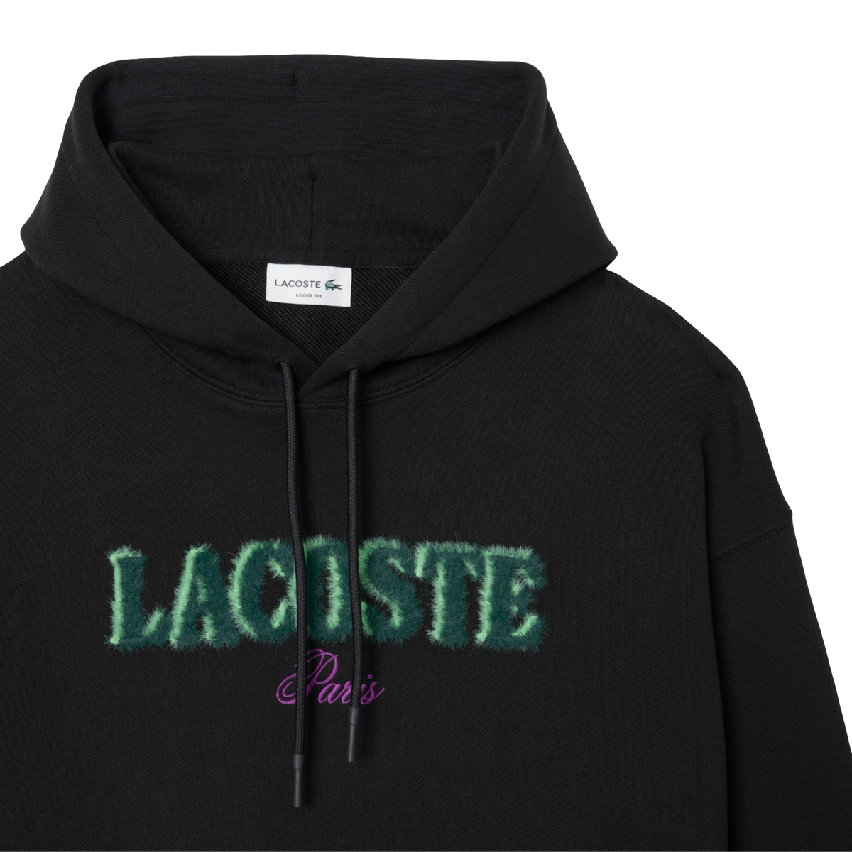 New Arrival LACOSTE LOOSE FIT PARIS HOODIE FLEECE -Men -BLACK-031